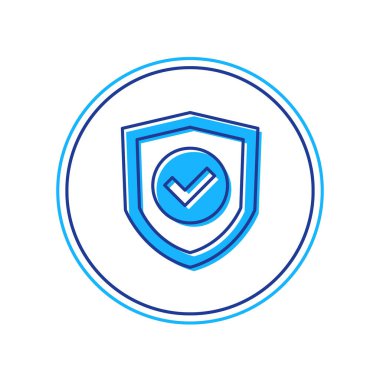 Taslak Kalkan beyaz arkaplanda izole edilmiş işaretleme simgesi ile dolduruldu. Koruma sembolü. Güvenlik kontrolü Simge. Kene izi onaylı simge. Vektör