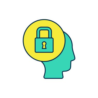 Doldurulmuş ana hat Kilit simgesi beyaz arkaplanda izole edildi. Asma kilit işareti. Güvenlik, güvenlik, koruma, gizlilik kavramı. Vektör