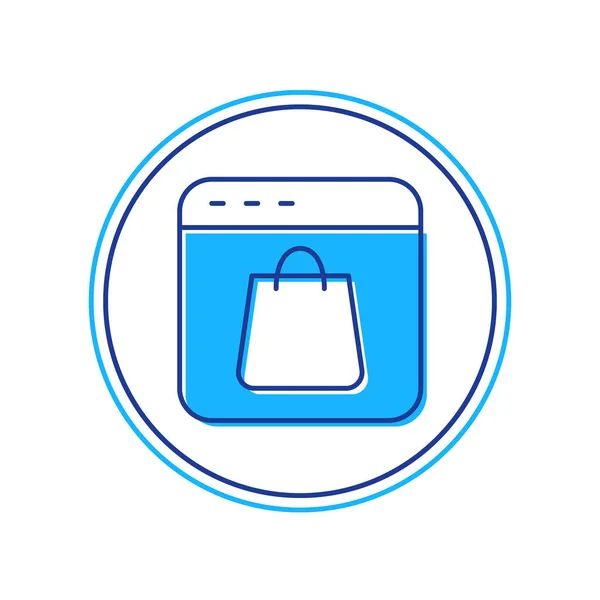 Gevulde omtrek Online winkelen op het scherm pictogram geïsoleerd op witte achtergrond. Concept e-commerce, e-business, online business marketing. Vector — Stockvector