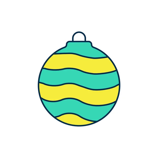 Contour rempli icône de boule de Noël isolé sur fond blanc. Joyeux Noël et bonne année. Vecteur — Image vectorielle