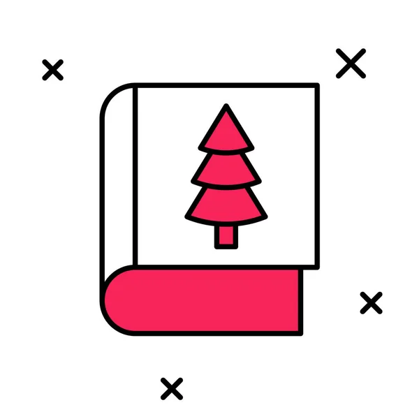 Γεμάτο περίγραμμα Χριστουγεννιάτικο βιβλίο ή φυλλάδιο εικονίδιο πρότυπο απομονωμένο σε λευκό φόντο. Καλά Χριστούγεννα και Καλή Χρονιά. Διάνυσμα — Διανυσματικό Αρχείο