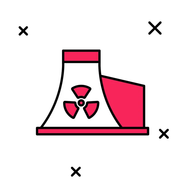 充填概要白地に分離された原子力発電所のアイコン。エネルギー産業の概念。ベクトル — ストックベクタ