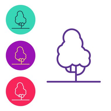 Beyaz arkaplanda meyve ağacı simgesini ayır. Tarım fabrikası. Organik tarım ürünü. Meyve bahçesi. Bahçe teması. Simgeleri renklendirin. Vektör