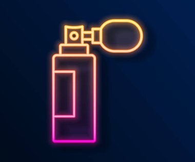 Parlayan neon hattı Parfüm ikonu siyah arkaplanda izole edildi. Vektör