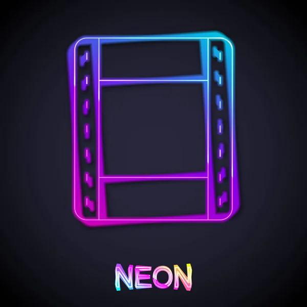 Ragyogó neon vonal Play Video ikon elszigetelt fekete háttér. Filmszalag tábla. Vektor — Stock Vector