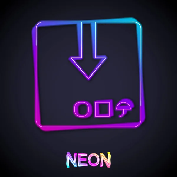 Leuchtende Neon-Linie Kartonschachtel-Symbol isoliert auf schwarzem Hintergrund. Box, Paket, Paketschild. Lieferung und Verpackung. Vektor — Stockvektor
