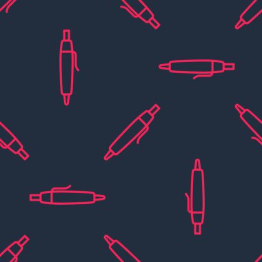 Kırmızı çizgi kalem simgesi siyah arkaplanda izole edilmiş. Vektör