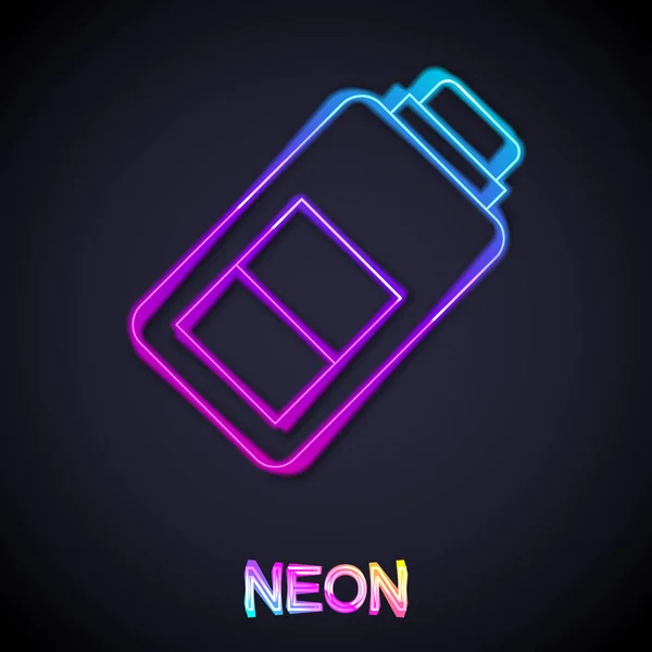 Świecąca neon line Wskaźnik poziomu naładowania baterii ikona izolowana na czarnym tle. Wektor — Wektor stockowy