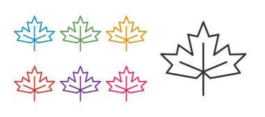 Beyaz arkaplanda Kanada akçaağaç yaprağı simgesi izole edildi. Kanada sembolü akçaağaç yaprağı. Simgeleri renklendirin. Vektör.