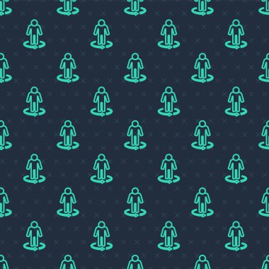 Yeşil çizgi 3D modelleme simgesi mavi arkaplanda izole edilmiş pürüzsüz desen. Artırılmış gerçeklik mi yoksa sanal gerçeklik mi? Vektör.