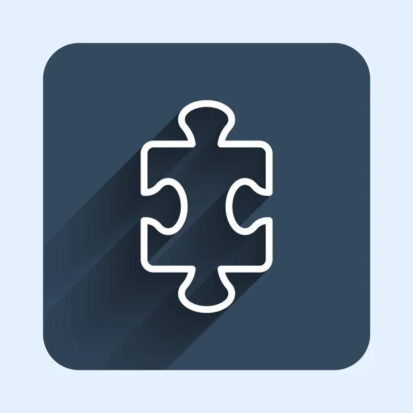 Fehér Vonal Puzzle Darab Játék Ikon Elszigetelt Hosszú Árnyék Háttér — Stock Vector