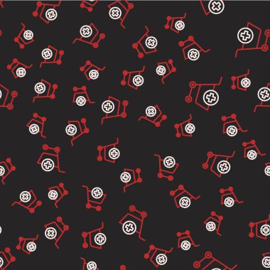 Alışveriş arabası simgesine satır ekle siyah arkaplanda izole edilmiş pürüzsüz desen. İnternetten satın alma konsepti. Servis tabelası. Süpermarket sepeti sembolü. Vektör