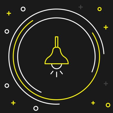 Lamba asma simgesi siyah arkaplanda izole edildi. Tavan lambası ampulü. Renkli taslak konsepti. Vektör