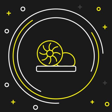 Xiao long bao ya da buharda pişirilmiş mantı ikonu siyah arka planda izole edilmiş. Çin yemeği. Renkli taslak konsepti. Vektör