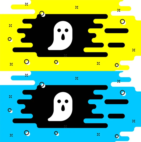Icône Fantôme Blanc Isolée Sur Fond Noir Bonne Fête Halloween — Image vectorielle