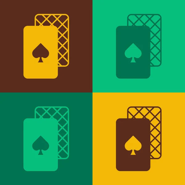 Pop Art Playing Cards Icon Isolated Color Background Casino Gambling — Stock Vector