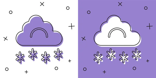 Establecer Nube Con Icono Nieve Aislado Sobre Fondo Blanco Púrpura — Archivo Imágenes Vectoriales