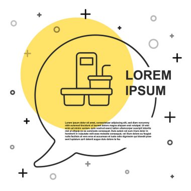 Siyah çizgi kahve fincanı beyaz arka planda izole edilmiş bir ikon haline gelecek. Rastgele dinamik şekiller. Vektör
