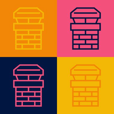 Pop Art Line Chimney simgesi renk arkaplanında izole edildi. Vektör