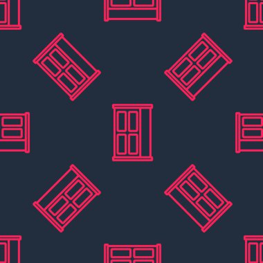 Kırmızı çizgi Gardırop ikonu siyah arkaplanda kusursuz desen izole etti. Dolap tabelası. Vektör