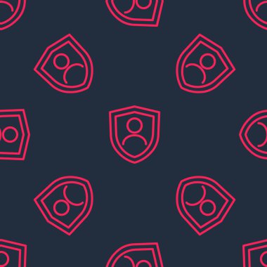 Kırmızı Hat Hayat Sigortası ve kalkan ikonu siyah arka planda izole edilmiş pürüzsüz desen. Güvenlik, güvenlik, koruma, konsept koruma. Vektör