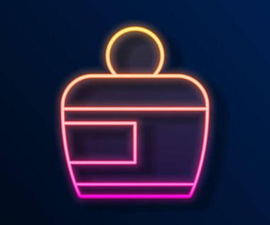Parlayan neon çizgisi kremi ya da losyon kozmetik tüp ikonu siyah arkaplanda izole edilmiş. Kadınlar için vücut bakım ürünleri. Vektör