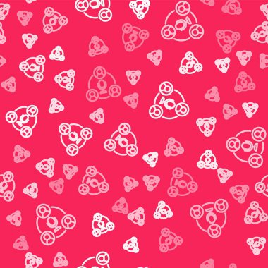 Beyaz çizgi Buluşma simgesi kırmızı arkaplanda izole edilmiş pürüzsüz desen. İş ekibi toplantısı, tartışma konsepti, analiz, içerik stratejisi. Sunum konferansı. Vektör