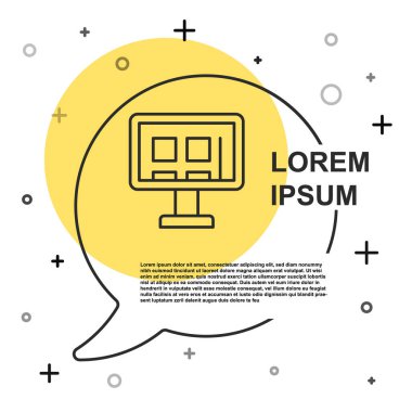 Siyah Hat Çevrimiçi beyaz arkaplanda izole edilmiş ekran simgesinden alışveriş. Konsept e-ticaret, e-ticaret, online iş pazarlama. Rastgele dinamik şekiller. Vektör