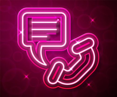 Parlayan neon hattı Telefon 24 saat destek ikonu kırmızı arkaplanda izole edildi. Tüm gün müşteri destek merkezi. Tam zamanlı çağrı servisi. Vektör