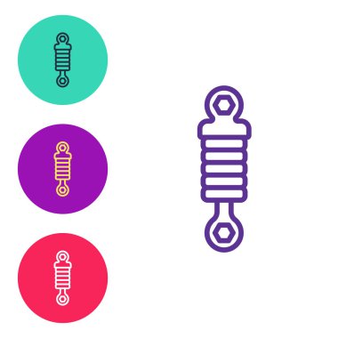 Beyaz arkaplanda izole edilmiş şok emici simgesini ayarla. Simgeleri renklendirin. Vektör