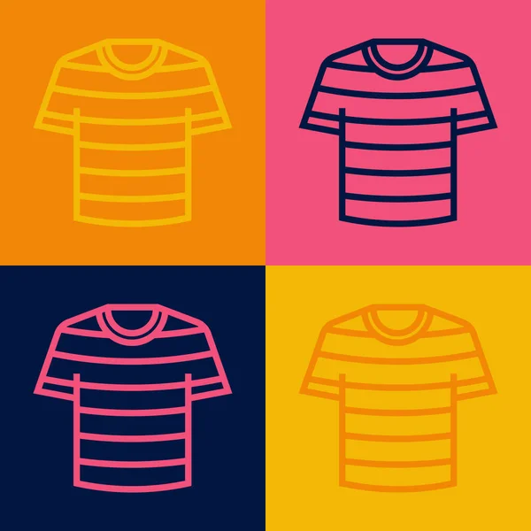 Pop Art Line Striped Sailor Shirt Icon Isolated Color Background — Stock Vector