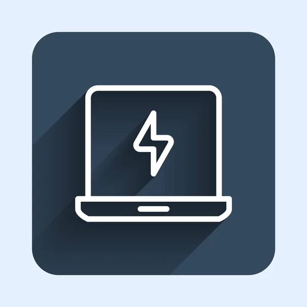 Λευκό Εικονίδιο Laptop Γραμμής Απομονωμένο Φόντο Μεγάλης Σκιάς Σημειωματάριο Υπολογιστή — Διανυσματικό Αρχείο