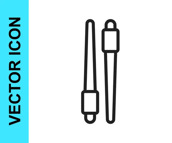 Schwarze Linie Essstäbchen Symbol Isoliert Auf Weißem Hintergrund Koreanische Holzstäbchen — Stockvektor