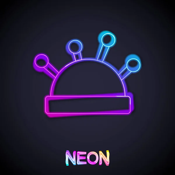 Glowing Neon Line Needle Bed Needles Icon Isolated Black Background — Stock Vector