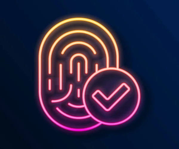 Leuchtende Leuchtschrift Fingerprint Symbol Isoliert Auf Schwarzem Hintergrund App Symbol — Stockvektor