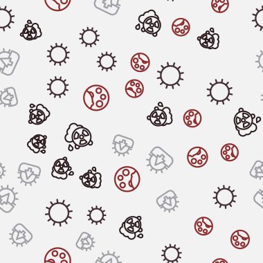 Sıra Asit yağmuru radyoaktif bulut, Güneş, Güneş, Güneş ve Ay 'ın evrelerini kusursuz desenlere ayarlayın. Vektör