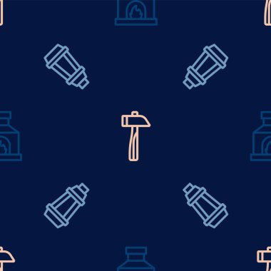 Demirci fırını, bahçe lambası ve Hammer 'ı kusursuz desenlere ayarlayın. Vektör