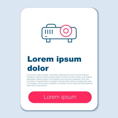 Çizgi Sunumu, Film, Film, Medya Projektörü simgesi gri arkaplanda izole edildi. Renkli taslak konsepti. Vektör