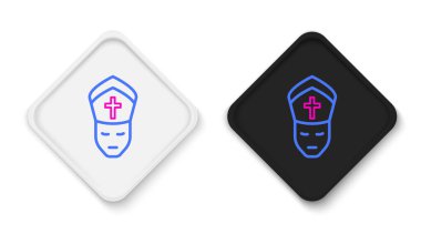 Pope çizgisi simgesi beyaz arkaplanda izole edildi. Papa şapkası. Kutsal Babamız. Renkli taslak konsepti. Vektör