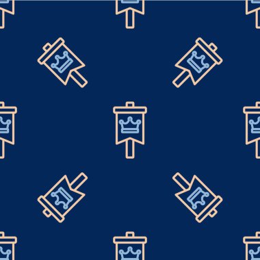 Çizgi Ortaçağ bayrak simgesi mavi arkaplanda izole edilmiş pürüzsüz desen. Bir kral ya da kraliçe tarafından yönetilen ülke, devlet ya da bölge. Vektör