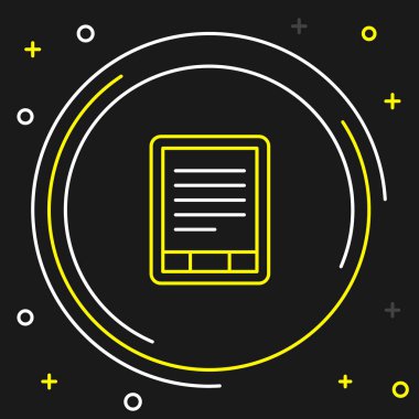 Satır E-Kitap okuyucu simgesi siyah arkaplanda izole edildi. Renkli taslak konsepti. Vektör