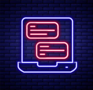 Parlayan neon hattı Taksi mobil uygulama simgesi tuğla duvar arka planında izole edildi. Mobil uygulama taksisi. Renkli taslak konsepti. Vektör