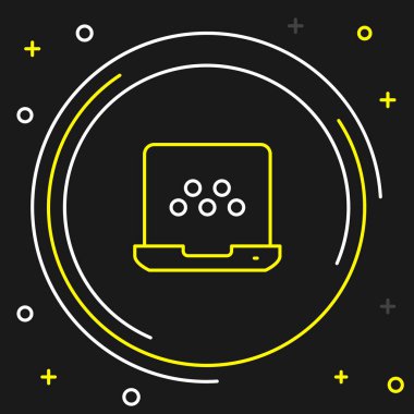 Line Taxi mobil uygulama simgesi siyah arkaplanda izole edildi. Mobil uygulama taksisi. Renkli taslak konsepti. Vektör