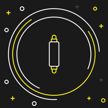 Çizgi Rolling pin simgesi siyah arkaplanda izole edildi. Renkli taslak konsepti. Vektör