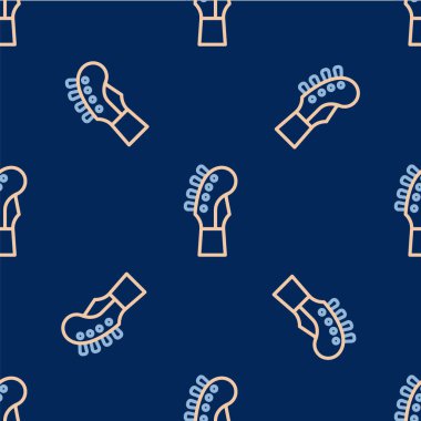 Line Guitar boyun ikonu mavi arka planda iz bırakmış. Akustik gitar. Telli müzik aleti. Vektör