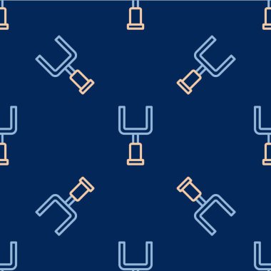 Çizgi Amerikan futbolu gol ikonu mavi arka planda izole edilmiş pürüzsüz desen. Vektör