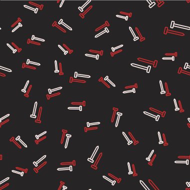 Çizgili metal çivi simgesi siyah arkaplanda izole edilmiş. Vektör