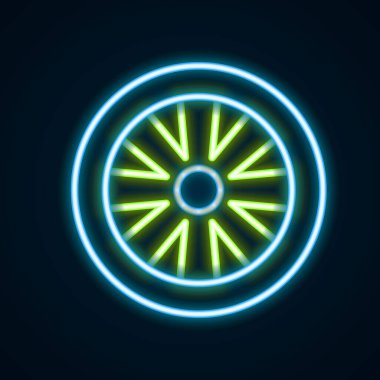 Parlayan neon hattı Stopwatch simgesi siyah arkaplanda izole edildi. Zaman göstergesi. Kronometre işareti. Renkli taslak konsepti. Vektör