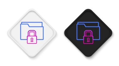 Satır Dizini ve kilit simgesi beyaz arkaplanda izole edildi. Kapalı dosya ve asma kilit. Güvenlik, güvenlik, koruma kavramı. Renkli taslak konsepti. Vektör