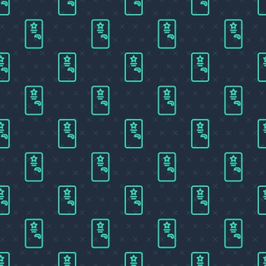 Yeşil çizgi sahne arkası simgesi mavi arkaplanda izole edilmiş pürüzsüz desen. Üzerinde yıldız işareti olan kapı. Ünlüler için giyinmek. Vektör